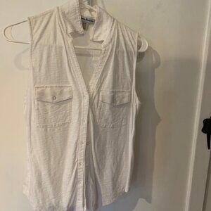 Tommy Bahama Slub Cotton White V-Neck Collar Tank size S